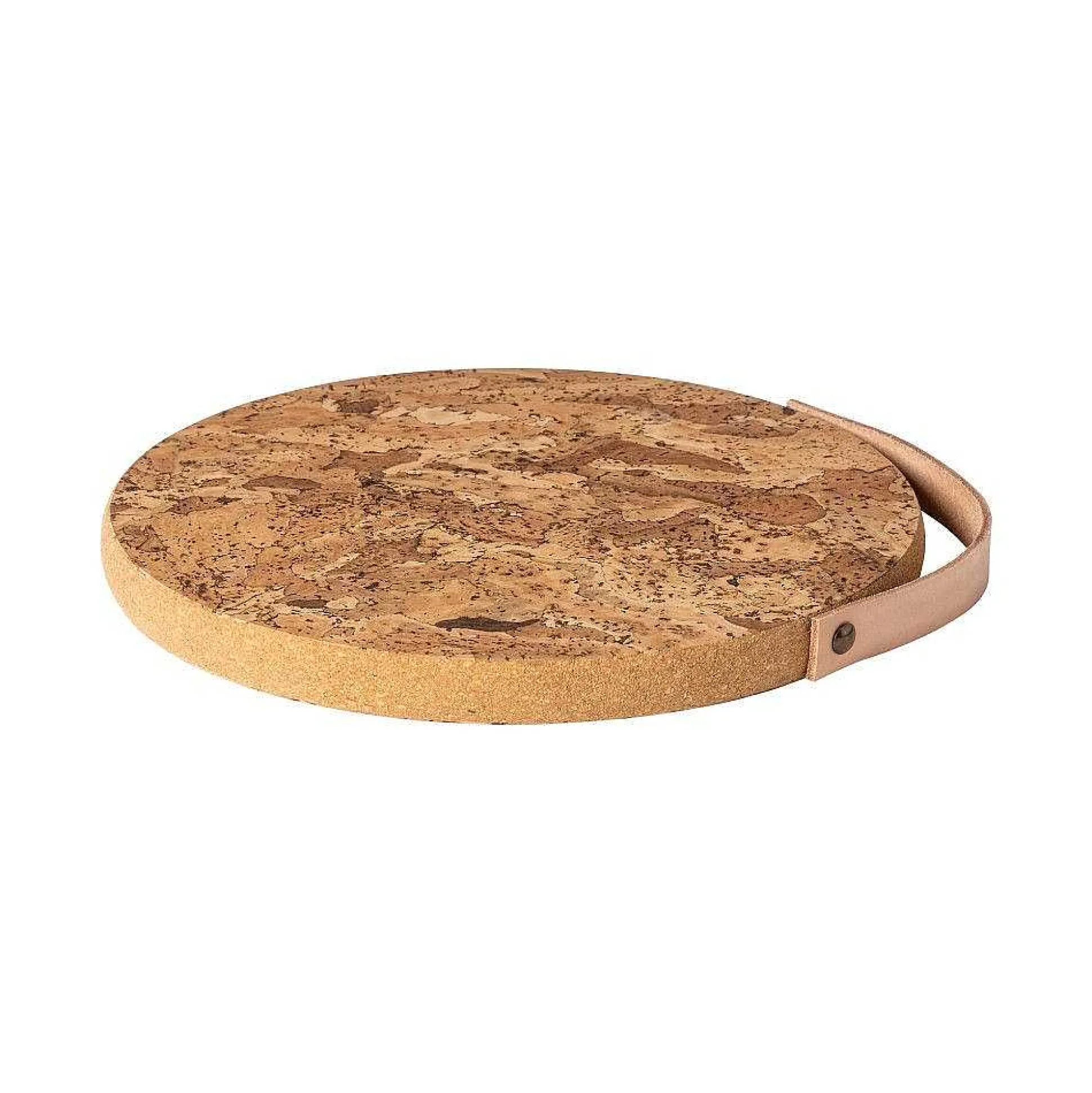Cork Trivet with Leather Handle, Medium