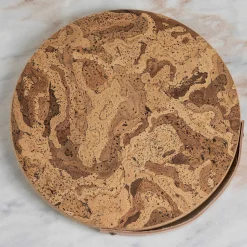 Cork Trivet with Leather Handle, Medium