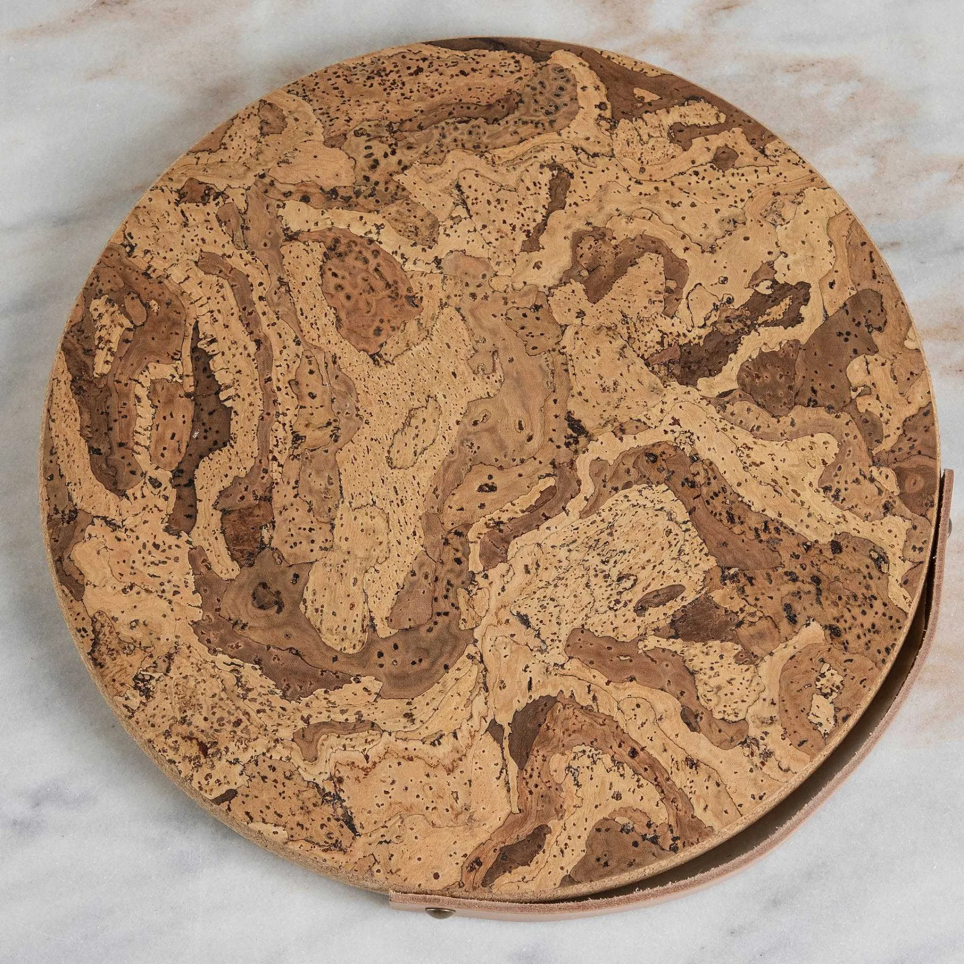 Cork Trivet with Leather Handle, Medium