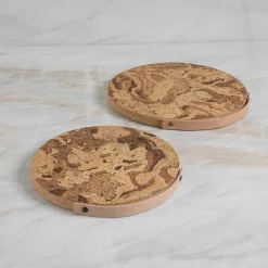 Cork Trivet with Leather Handle, Medium