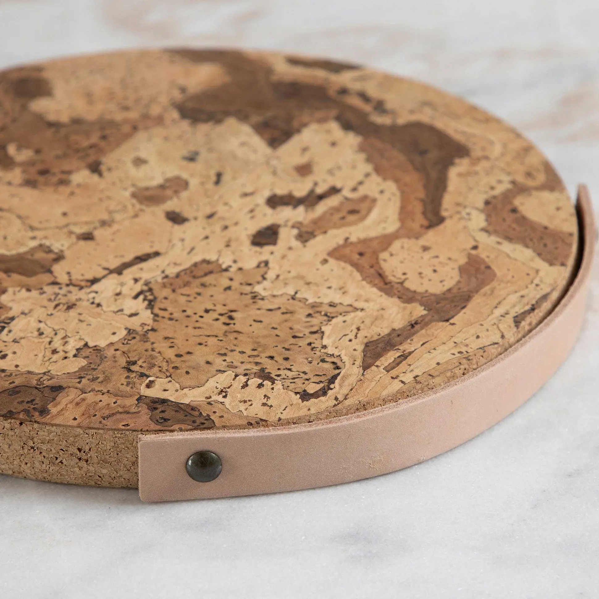 Cork Trivet with Leather Handle, Medium