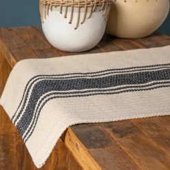 Cotton Canvas Table Runner with Stripes