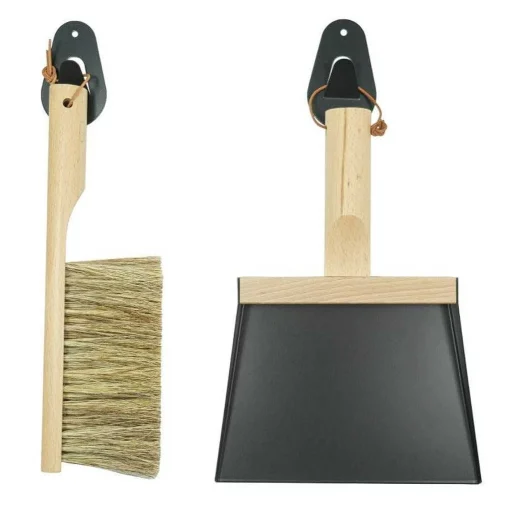 Dustpan & Natural Brush Set, Black