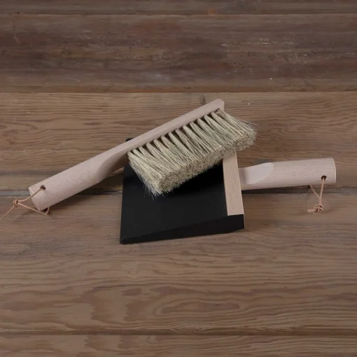 Dustpan & Natural Brush Set, Black
