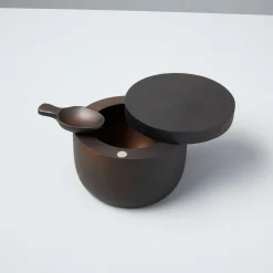 Ebony Teak Spice Cellar with Scoop