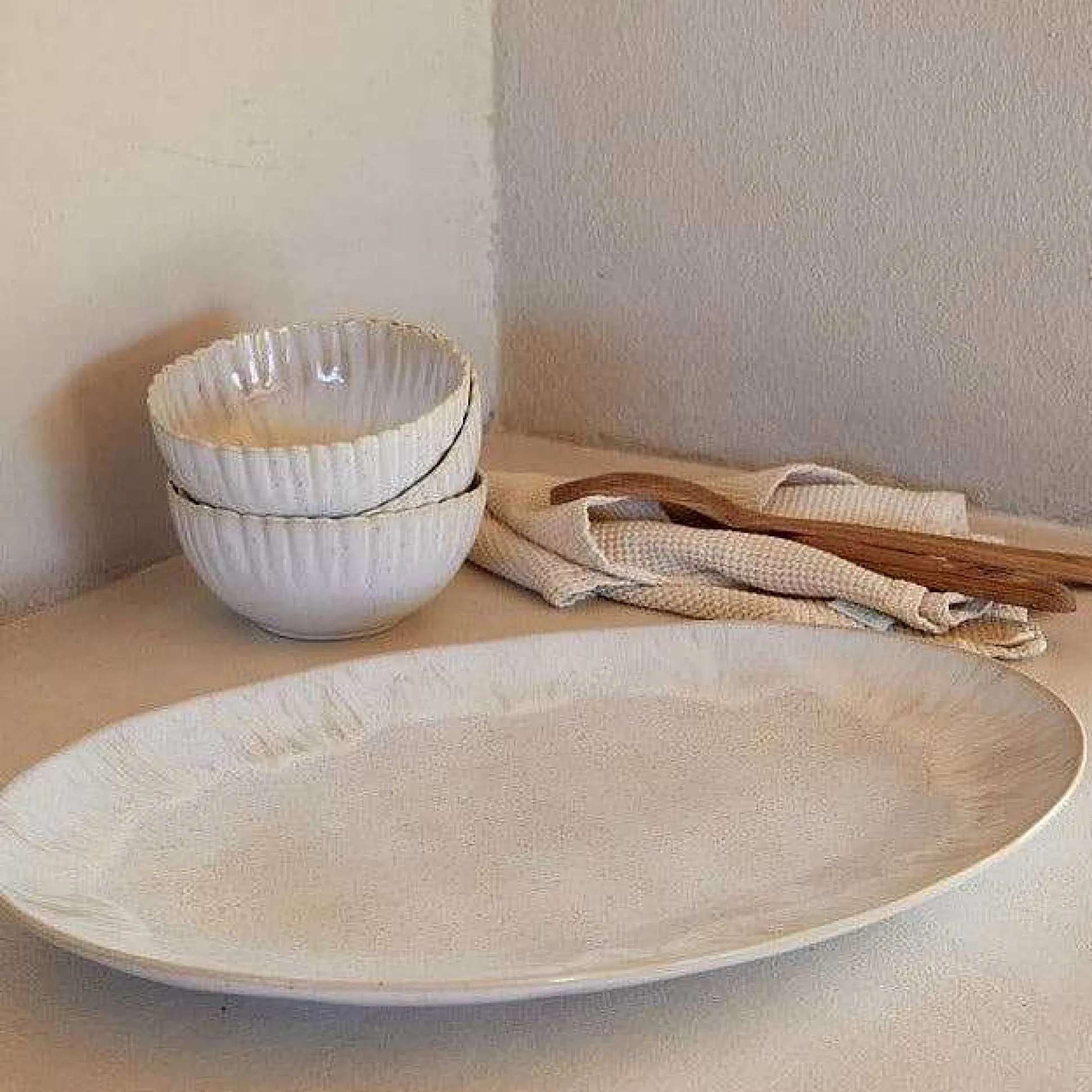 Eivissa Reactive Glaze Wide Oval Platter