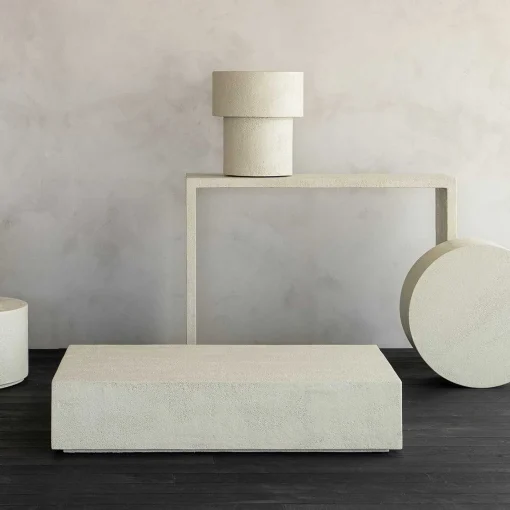 Elements Rectangular Micro-cement Coffee Table, Off White