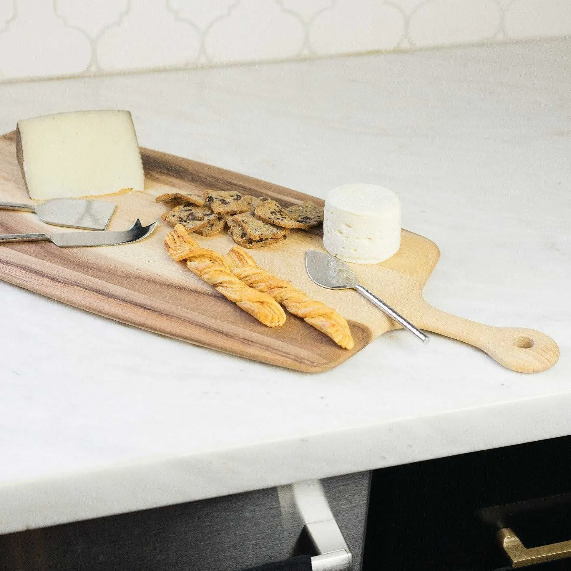 Etched & Hammered Cheese Set, Stainless