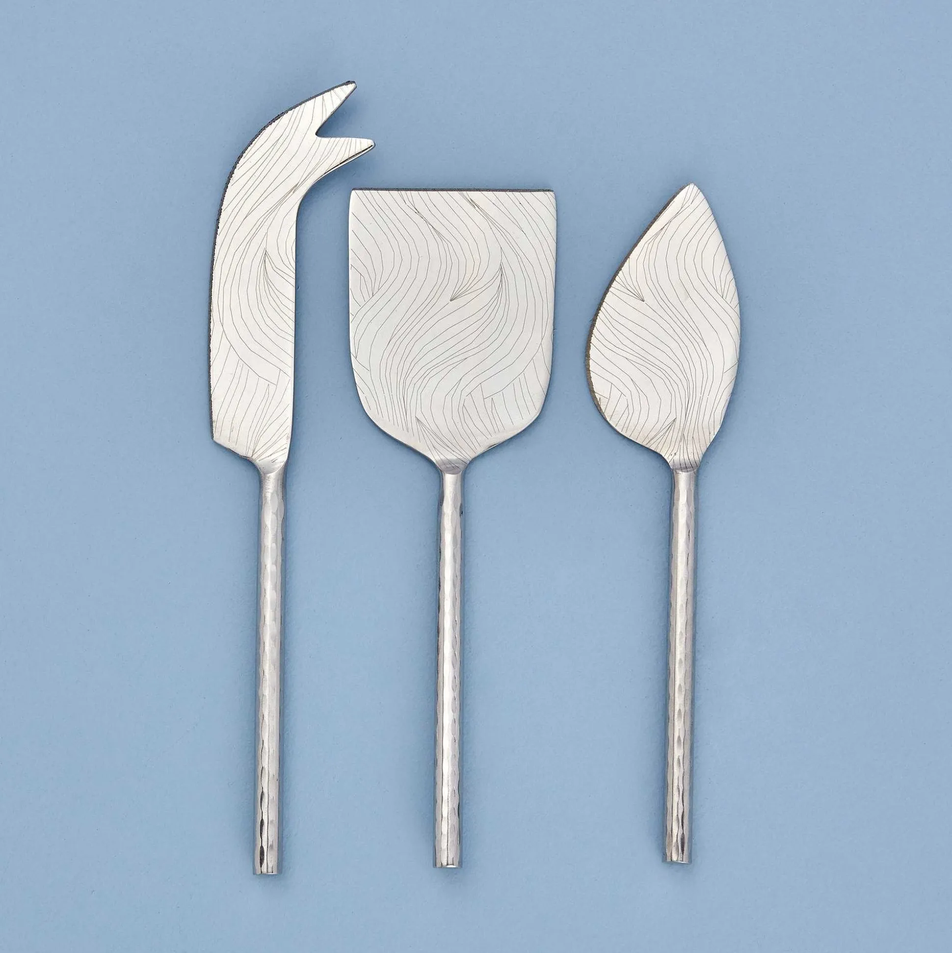 Etched & Hammered Cheese Set, Stainless