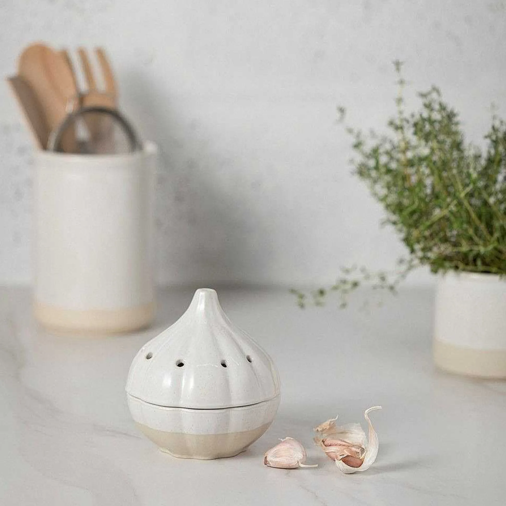 Fattoria Garlic Canister, White