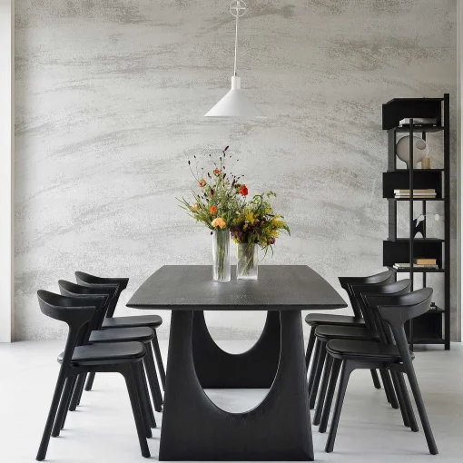 Geometric Black Oak Dining Table, 98"