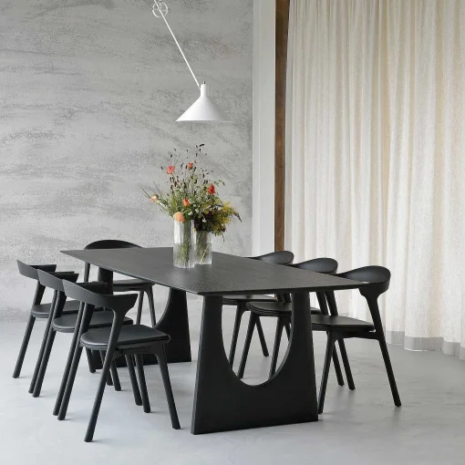 Geometric Black Oak Dining Table, 98"