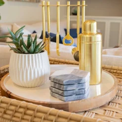Geometric Marble Hexagon Coasters, Set of 4