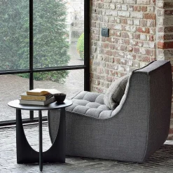 Geometric Side Table, Black Oak