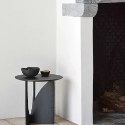 Geometric Side Table, Black Oak