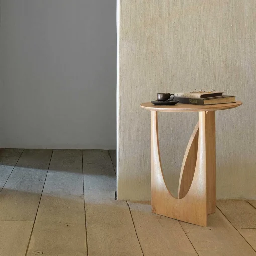 Geometric Side Table, Oak