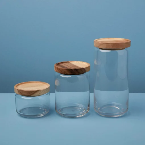 Glass Container with Acacia Lid Large