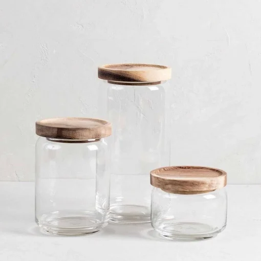 Glass Container with Acacia Lid Large
