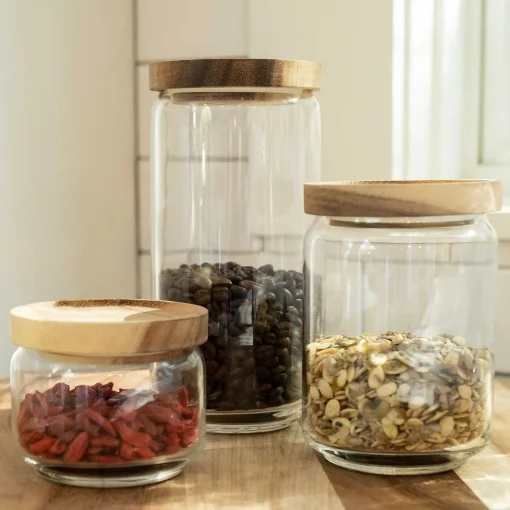 Glass Container with Acacia Lid Large