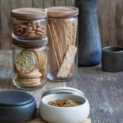 Glass Container with Acacia Lid Large