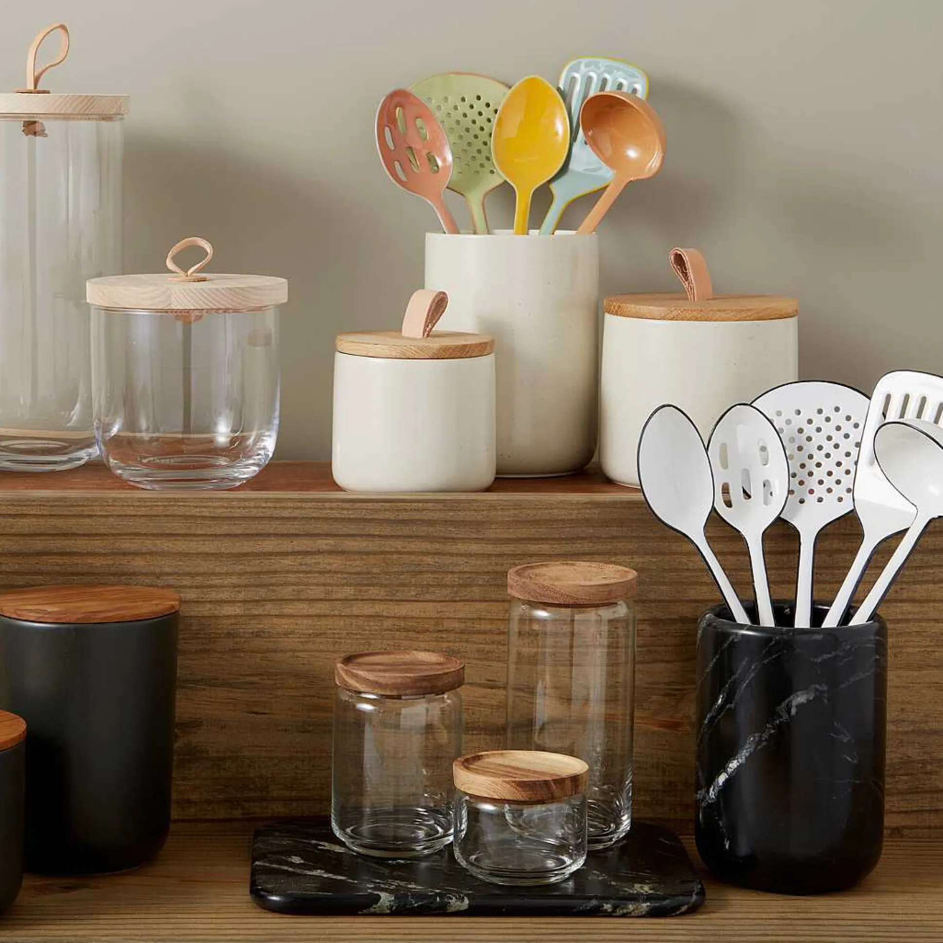 Glass Container with Acacia Lid Medium