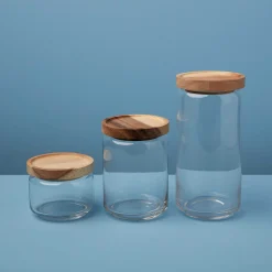 Glass Container with Acacia Lid Medium