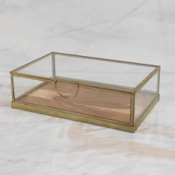 Glass Display Case with Wood Base Medium^Be Home Best Sale