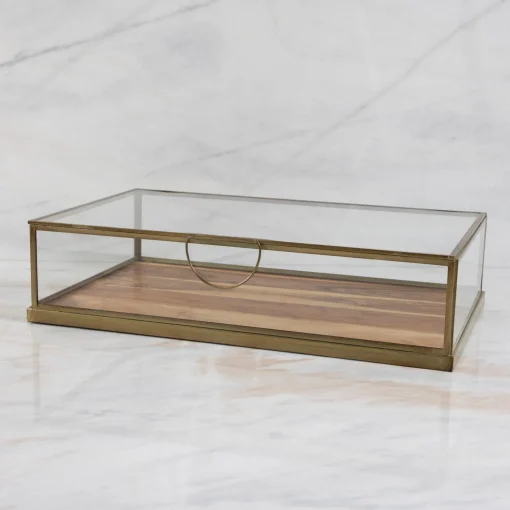 Glass Display Case with Wood Base Large^Be Home Best