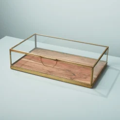 Glass Display Case with Wood Base Large^Be Home Best