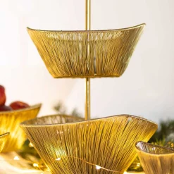 Gold Rhythm Wire 2-Tier Basket