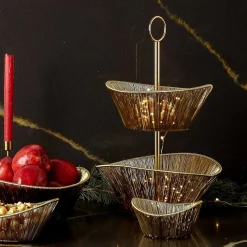Gold Rhythm Wire 2-Tier Basket
