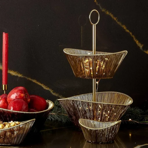 Gold Rhythm Wire 2-Tier Basket