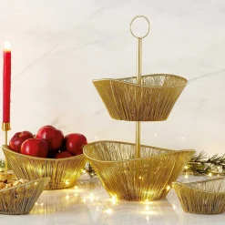 Gold Rhythm Wire 2-Tier Basket