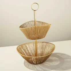 Gold Rhythm Wire 2-Tier Basket