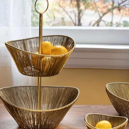 Gold Rhythm Wire 2-Tier Basket