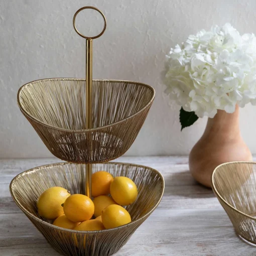 Gold Rhythm Wire 2-Tier Basket