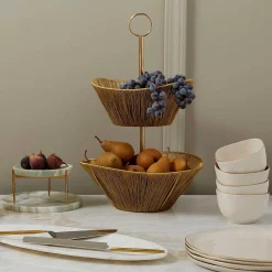 Gold Rhythm Wire 2-Tier Basket