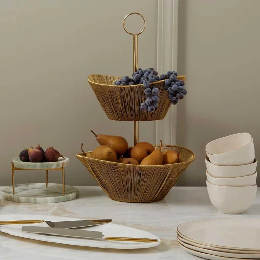 Gold Rhythm Wire 2-Tier Basket
