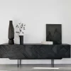 Graphic Solid Black Teak Media Console, 63"