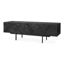 Graphic Solid Black Teak Media Console, 63