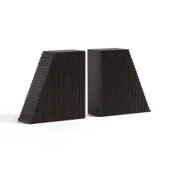 Grooves Dark Brown Mahogany Bookends, Set Of 2^Be Home Discount