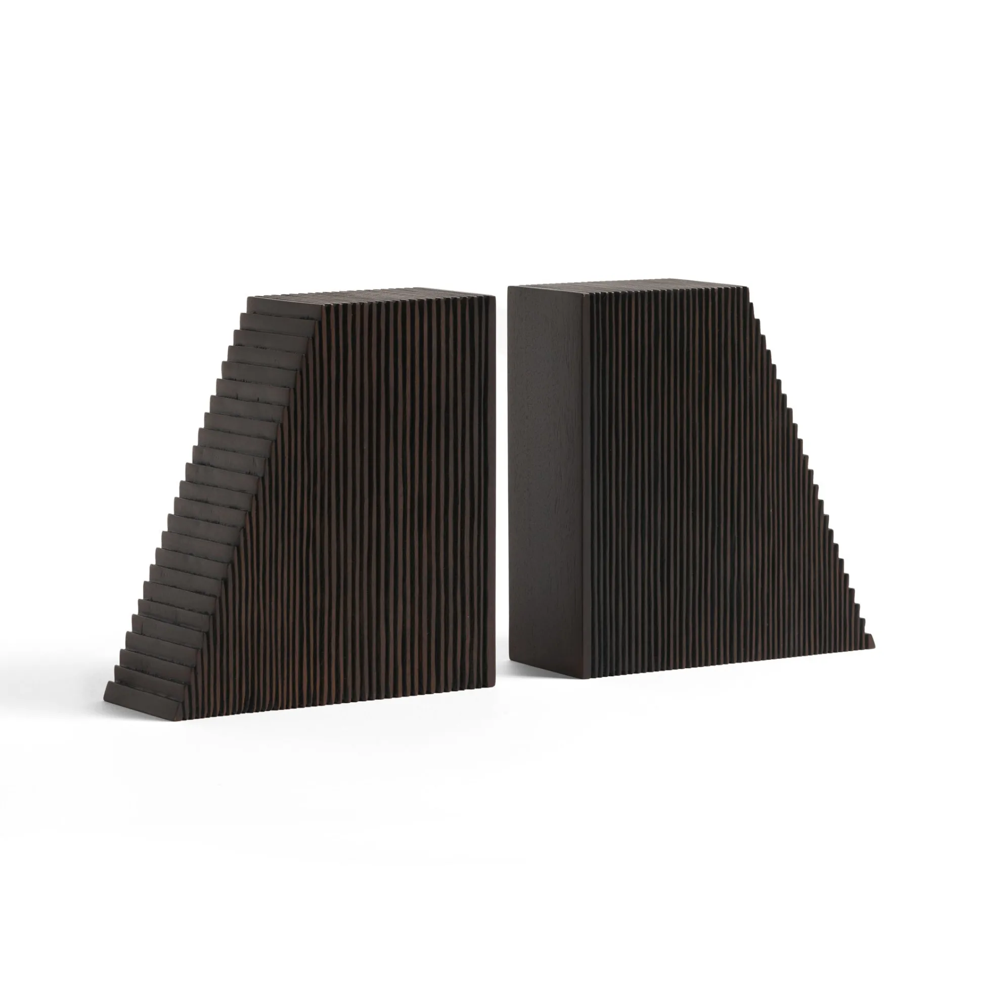 Grooves Dark Brown Mahogany Bookends, Set Of 2^Be Home Discount