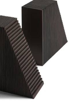 Grooves Dark Brown Mahogany Bookends, Set Of 2^Be Home Discount