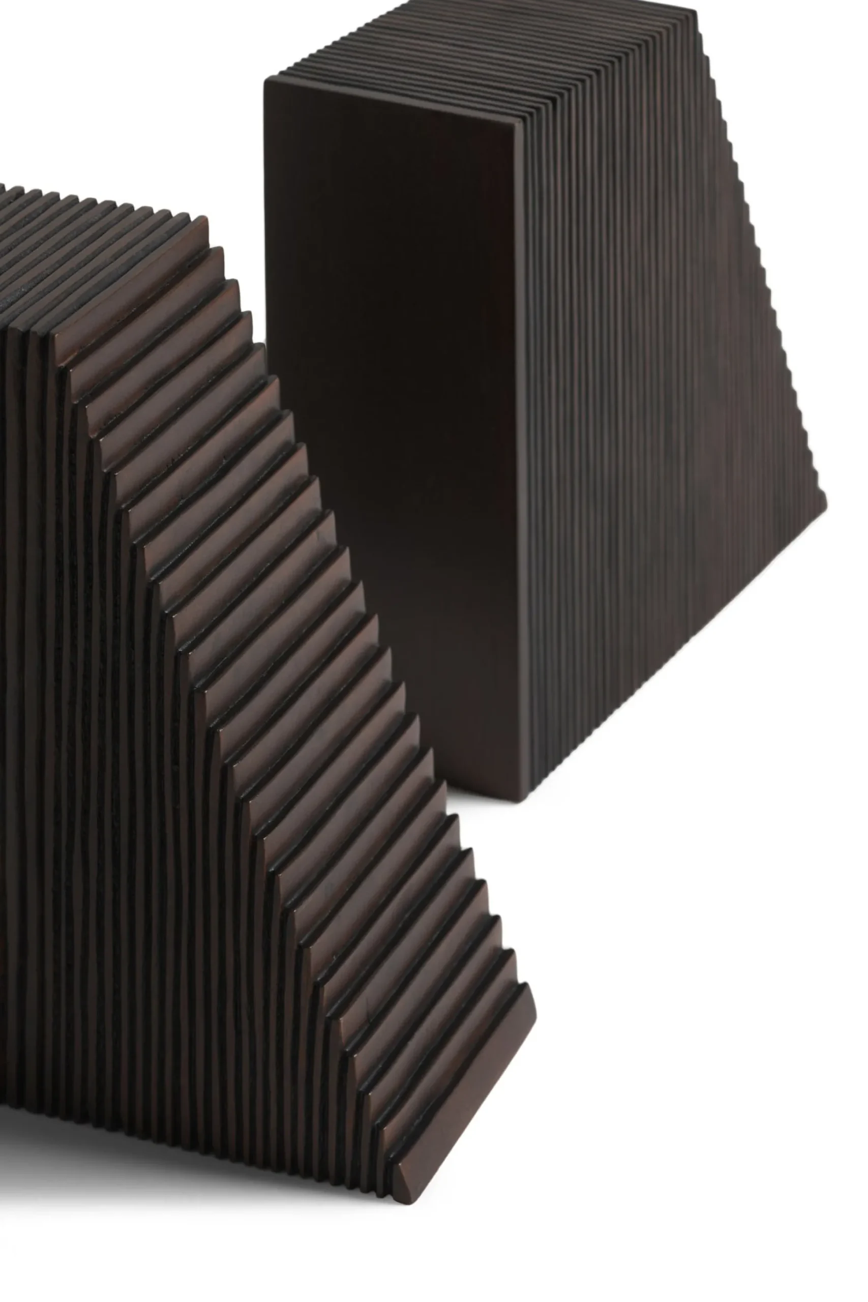 Grooves Dark Brown Mahogany Bookends, Set Of 2^Be Home Discount