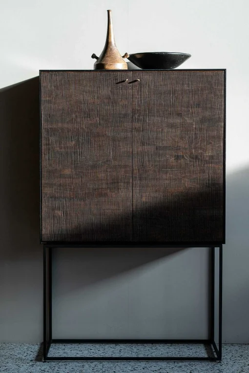 Grooves Solid Teak Cabinet