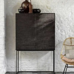 Grooves Solid Teak Cabinet