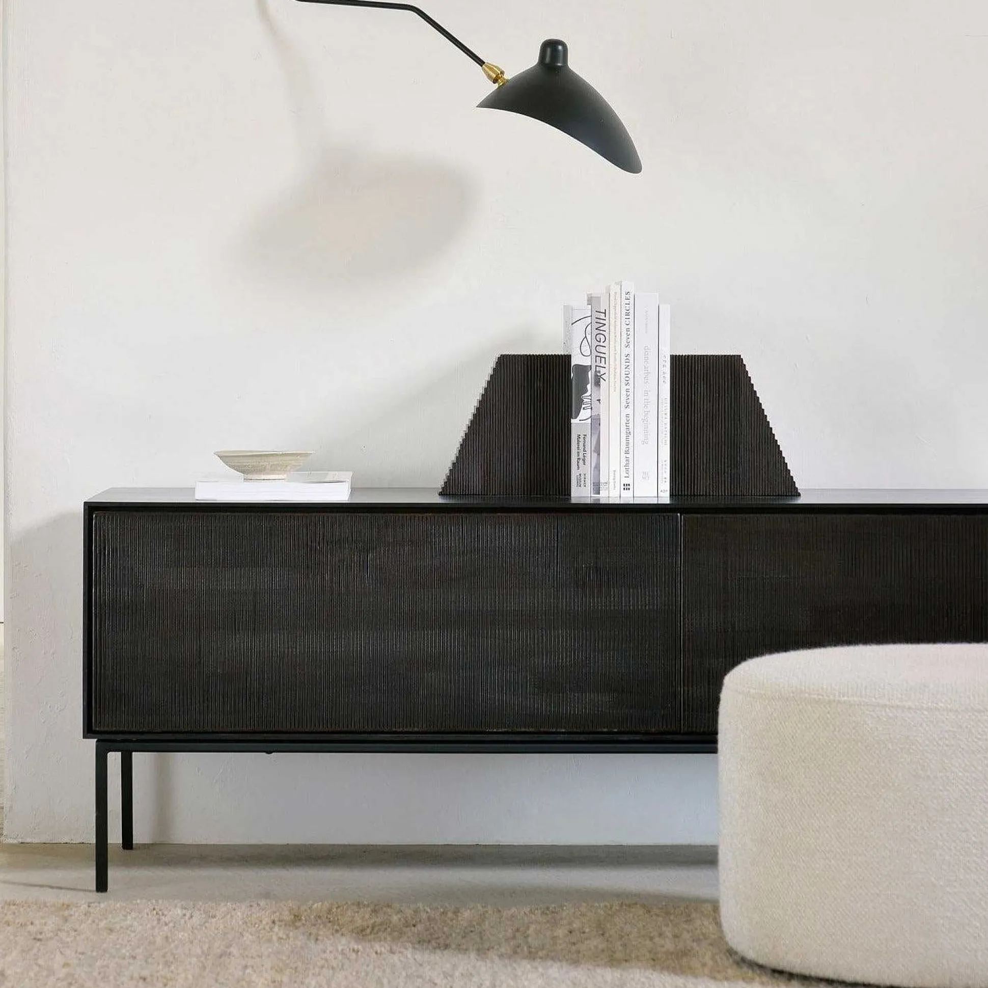 Grooves Solid Teak Media Console, 64"