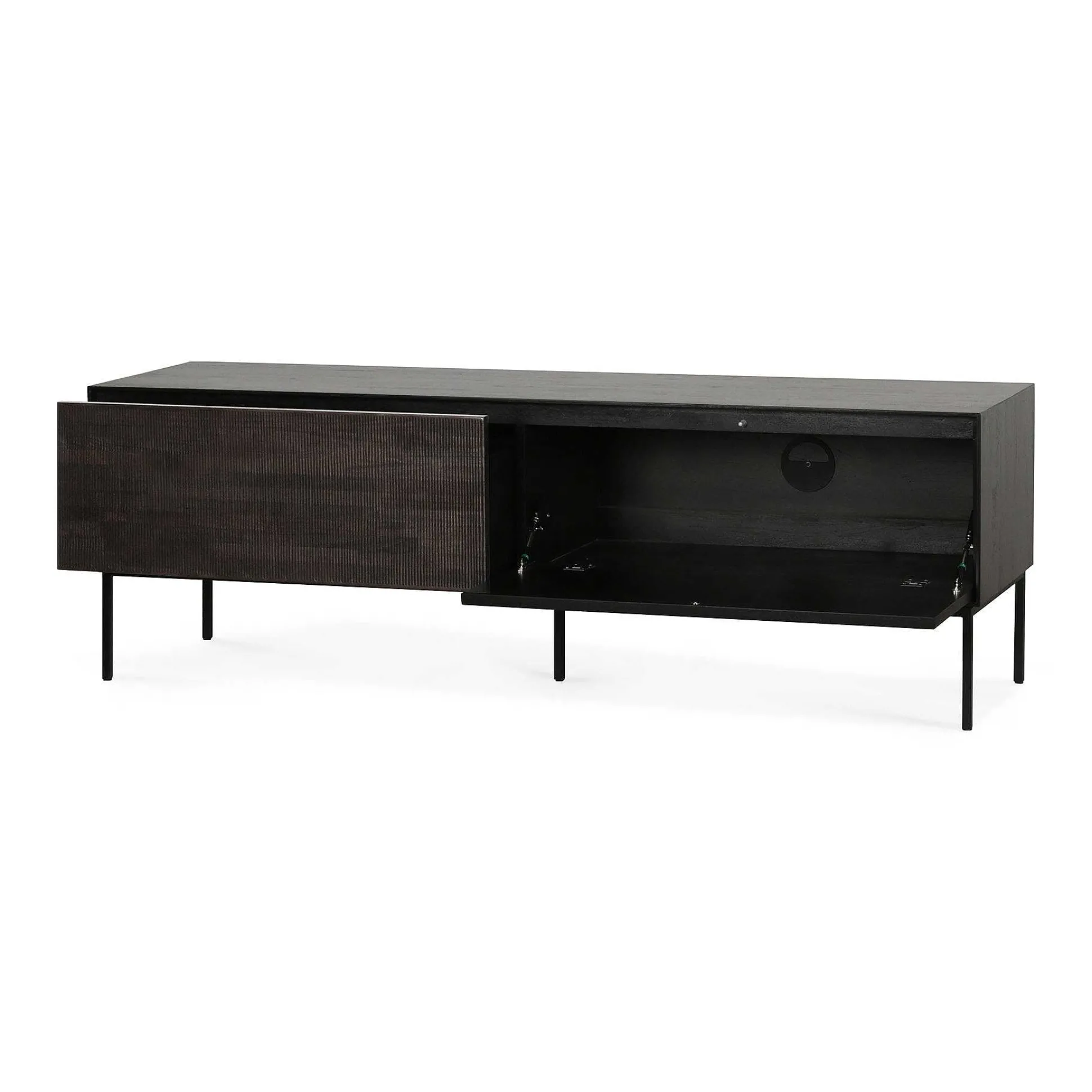 Grooves Solid Teak Media Console, 64"