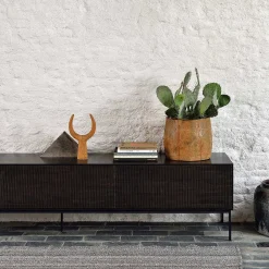 Grooves Solid Teak Media Console, 95.5