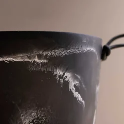 Handmade Resin Champagne Bucket with Leather Handles, Black Marble